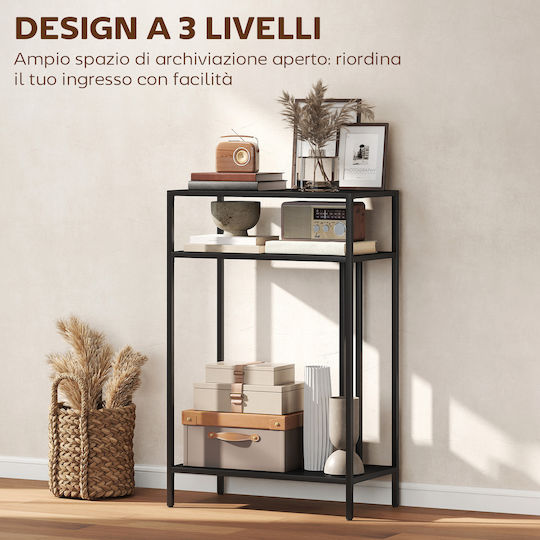 HomCom Konsolentisch Metall Schwarz Länge 55cm Breite 30cm Höhe 85cm