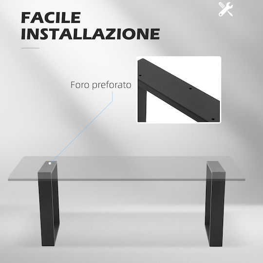 HomCom Metal Furniture Leg 2 Pieces Suitable for Table / Coffee Table / Office 70x8x41cm Black