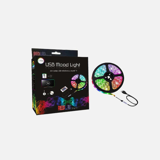Redled Ταινία LED Τηλεόρασης USB 5V RGB Φως 3m Τύπου SMD5050 με Τροφοδοτικό