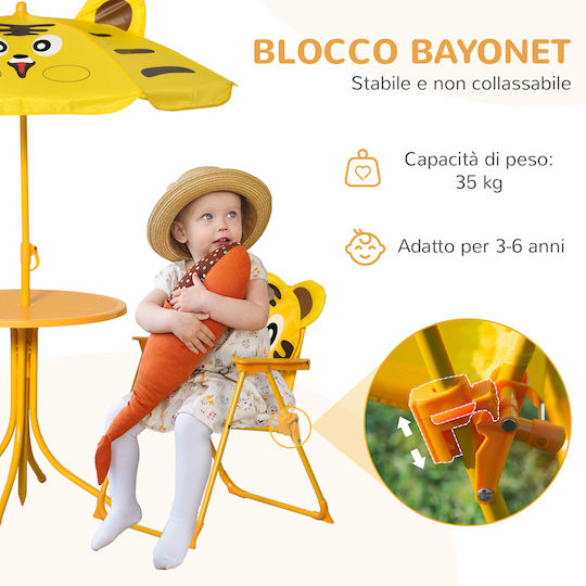 Set Masă pentru Copii cu Scaune Galbene Outsunny