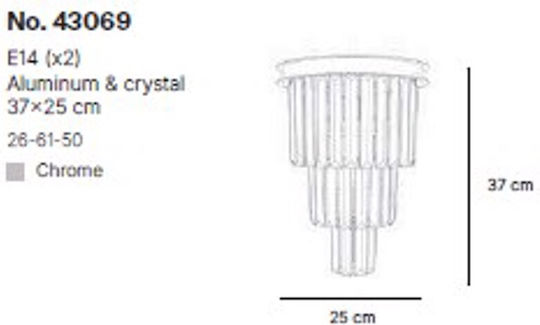 Inlight Lampă de Perete cu Soclu E14 Argintie 37cm