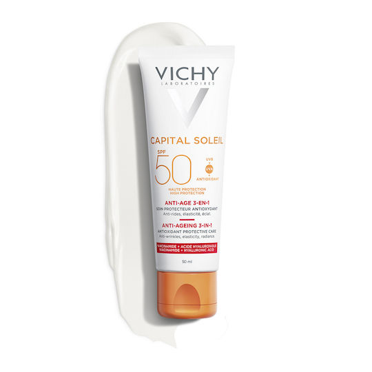 Vichy Capital Soleil Anti-Age 3 in 1 Waterproof Sunscreen Cream Face SPF50 50ml