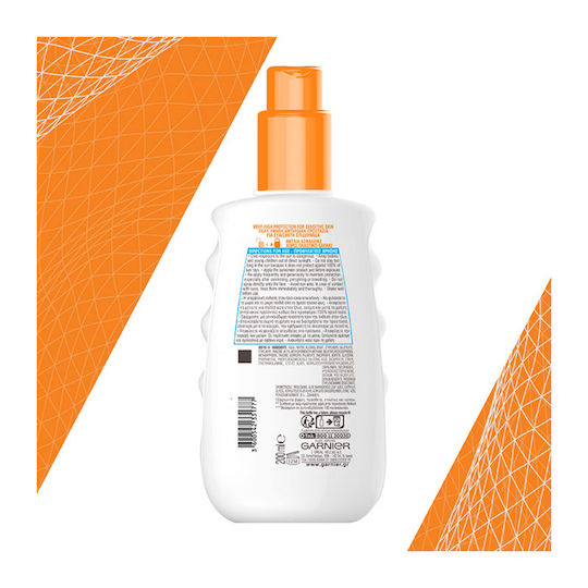 Garnier Ambre Solaire Sensitive Advanced Netlock Водоустойчив Слънцезащитен Крем За Тяло SPF50 Спрей 200мл