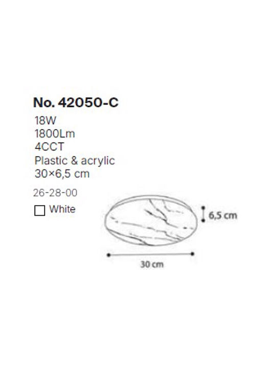 Inlight Deckenleuchte 30cm Weiß mit Integrierter LED 42050-C-Weiß