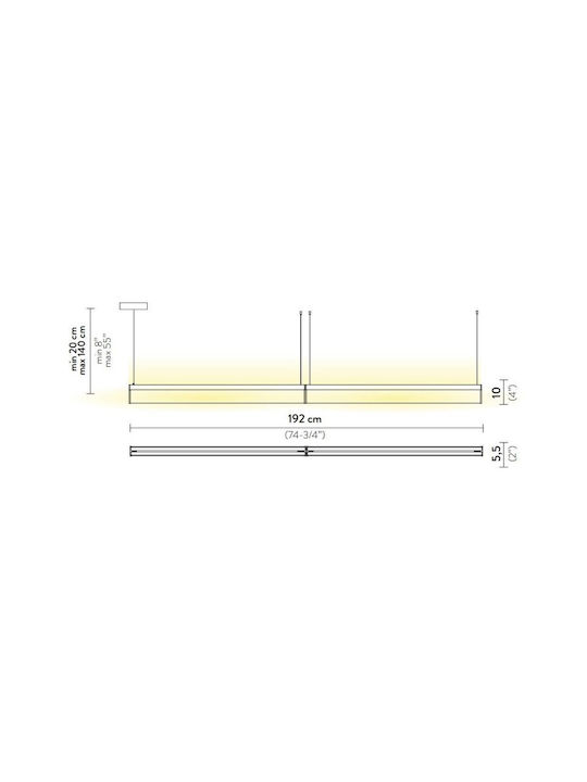 Slamp Modula Double Crystal Κρεμαστό Φωτιστικό Μαύρο LED Ράγα 192x5.5εκ.