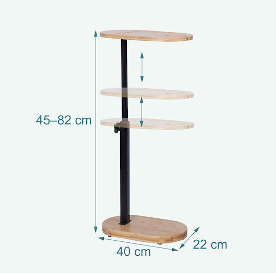 Relaxdays Beistelltisch aus Bambus Oval Schwarz M40xP22xH82cm