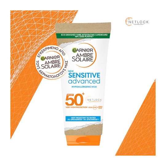 Garnier Ambre Solaire Advanced Sensitive Hypoallergenic Waterproof Sunscreen Body Cream SPF50+ 200ml