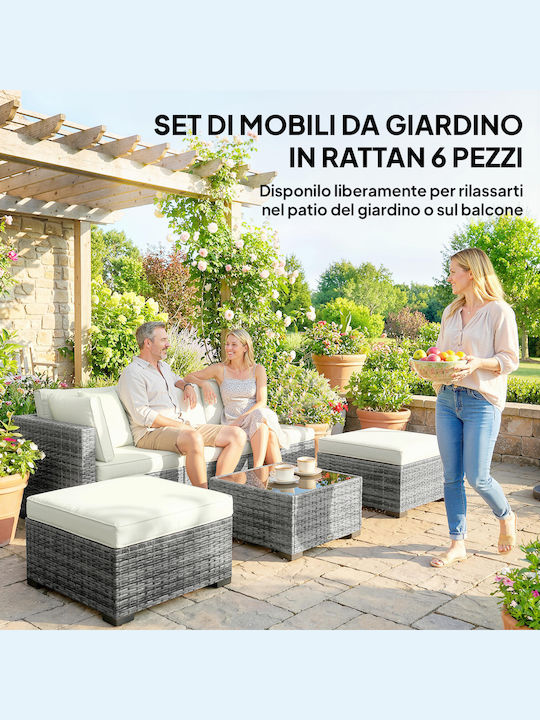 Outsunny Outdoor Lounge Set 6 Pieces Gray with Pillows