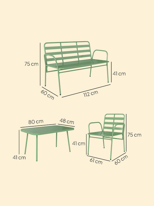 Outsunny Garten- und Outdoor-Möbelsets Wohnzimmer Typsatz 4 Stück Grün
