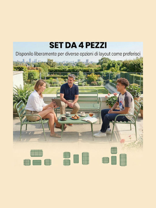 Outsunny Garten- und Outdoor-Möbelsets Wohnzimmer Typsatz 4 Stück Grün