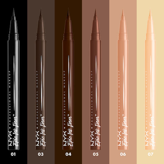 NYX Professional Makeup Epic Ink Waterproof & Long Stay Pen Eye Liner 03 Dark Chocolate 1ml