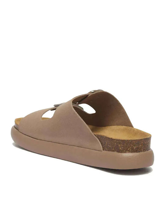 Noelle Δερμάτινα Γυναικεία Ανατομικά Σανδάλια Dark Beige