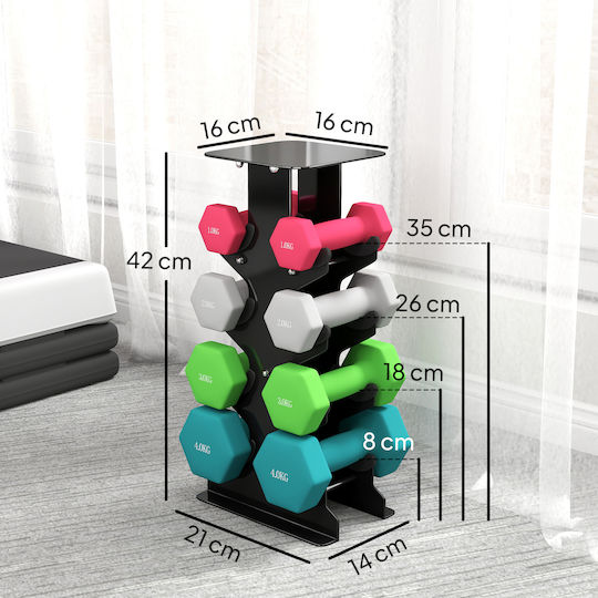 Sportnow Set of Hexagon Dumbbells Made of Plastic 8 Pieces Total Weight 20kg