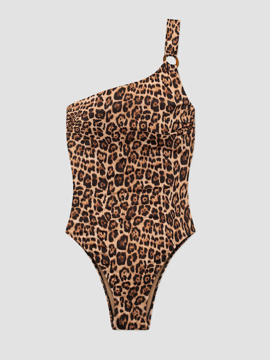 Strapless One Piece Swimsuit Animal Print Leopard