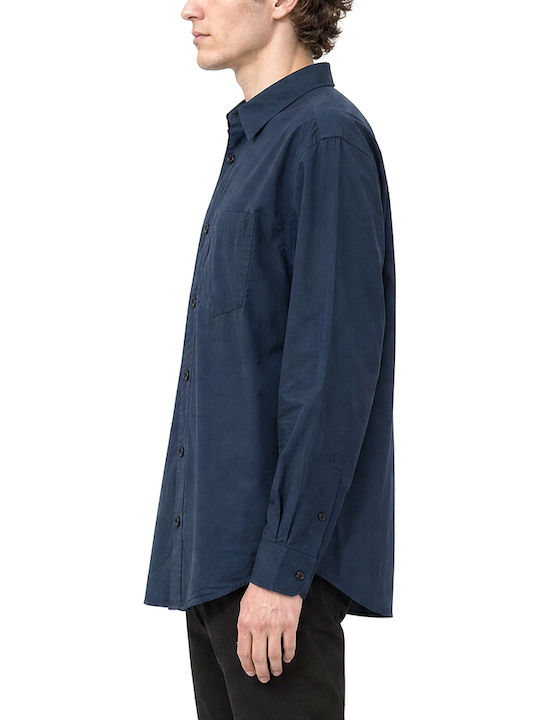 Poplin Long Sleeve Shirt in Regular Fit Blue
