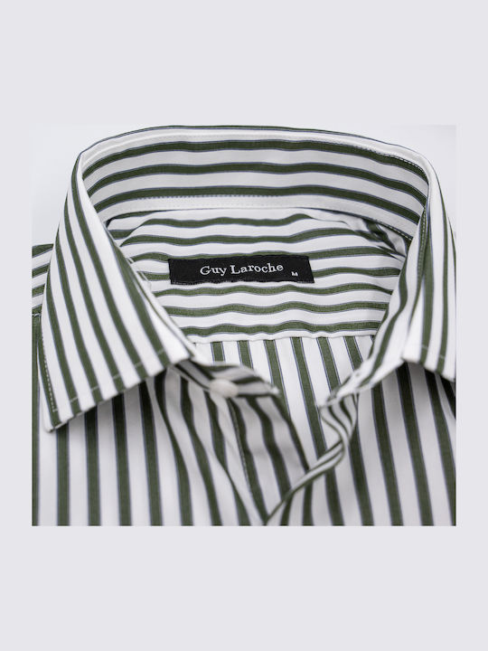 Long Sleeve Shirt in Regular Fit Striped Green