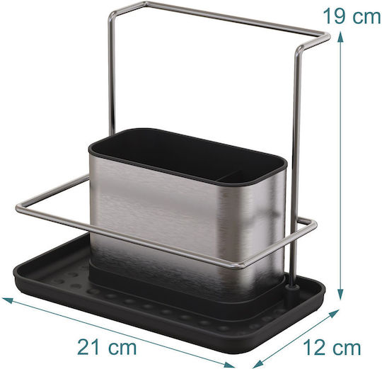 Relaxdays Organizator Pentru Chiuvetă de Bucătărie Negru 19x12x21cm