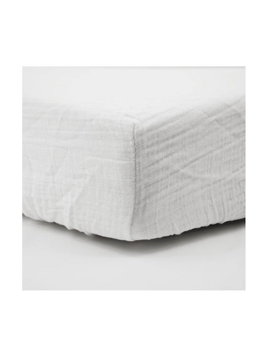 Little Band Подредба Детски Чаршафи За Количка Памучни с Ластик Бели 60x120см 2 Бройки