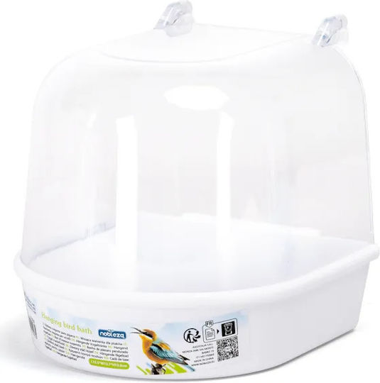Nobleza Ημίκλειστη Μπανιέρα Πουλιών Blue-white – L15.5 X W13.7 X H13.6cm Λευκό