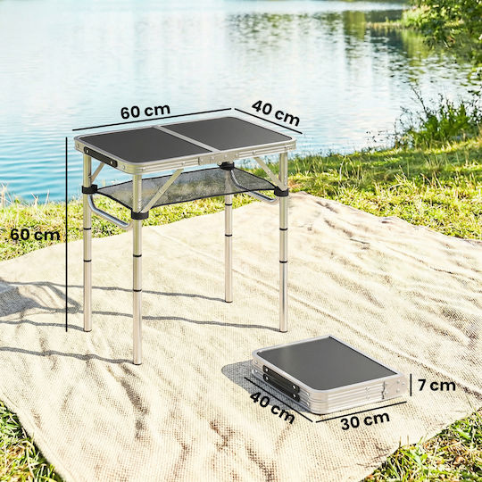 Outsunny Tabel Aluminiu pentru Camping Pliabil Negru