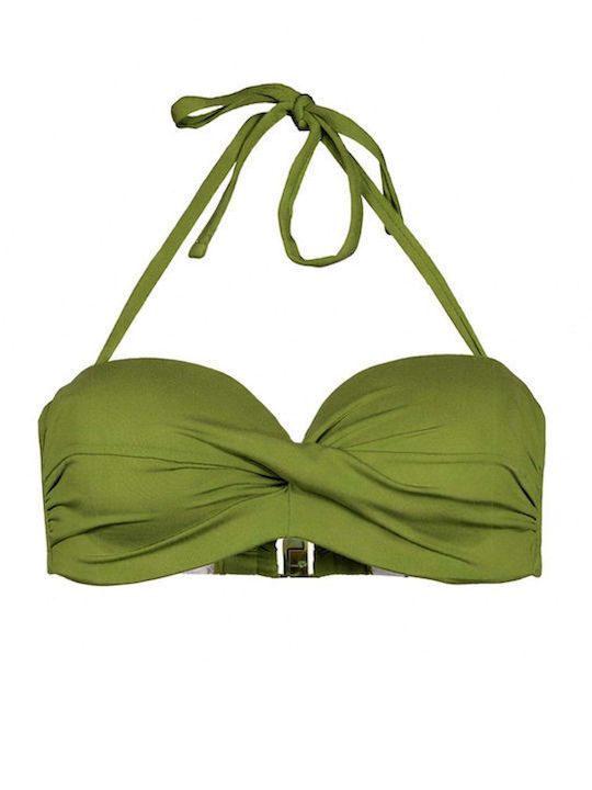 Strapless Bikini Top with Padding Khaki