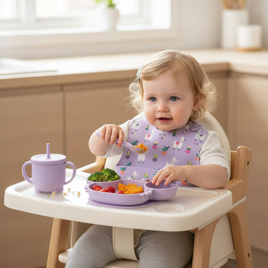 Queen Mother Feeding Set Purple Llama Silicone Purple 6pcs