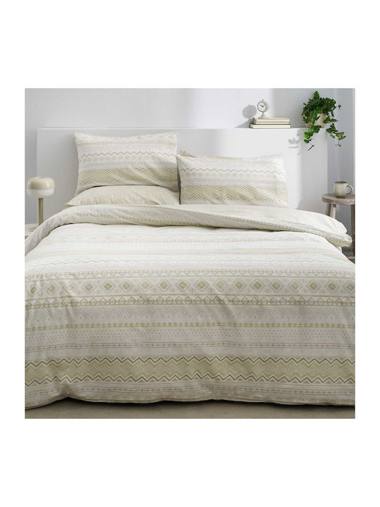 Vesta Home Elea 1 Set Bed Sheets King Size with Rubber Hugger 240x270+35cm Beige 4 Pieces