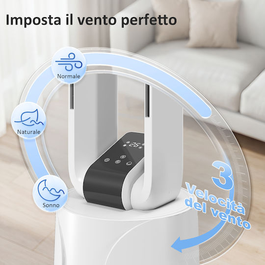 HomCom Ανεμιστήρας Χωρίς Πτερύγια 90W με Τηλεχειριστήριο Λευκός