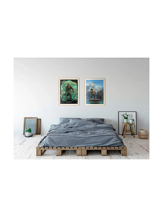 Gaming Poster God War Gm2333 40cm X 50cm Premium Black Wooden Frame