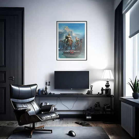 Gaming Poster God War Gm2333 40cm X 50cm Premium Black Wooden Frame