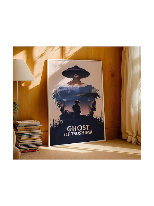 Gaming Poster Ghost Tsusima Art Style Edition Gm2354 40cm X 50cm Premium Black Wooden Frame