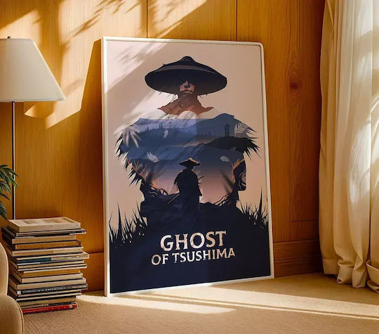 Gaming Poster Ghost Tsusima Art Style Edition Gm2354 40cm X 50cm Premium Μαύρο Ξύλινο Κάδρο