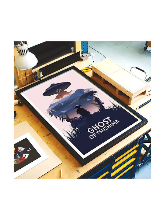 Gaming Poster Ghost Tsusima Art Style Edition Gm2354 40cm X 50cm Premium Black Wooden Frame