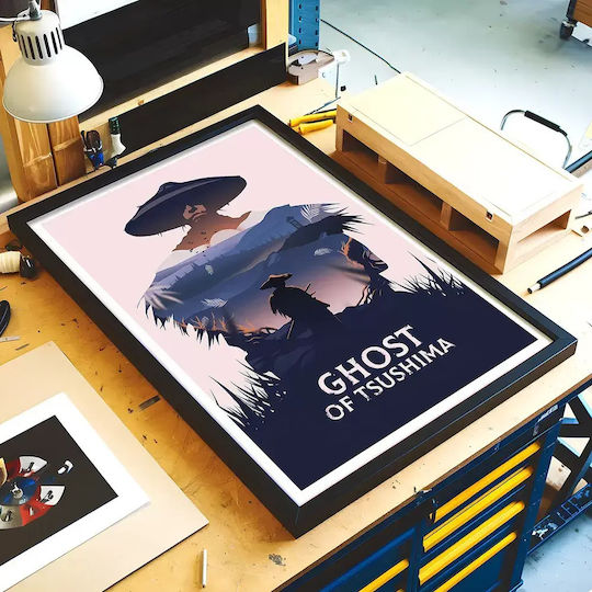 Gaming Poster Ghost Tsusima Art Style Edition Gm2354 40cm X 50cm Premium Μαύρο Ξύλινο Κάδρο