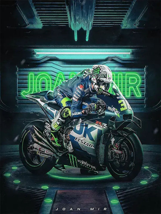 Poster Motogp Joan Mir Gp013 40cm X 50cm Premium Μαύρο Ξύλινο Κάδρο