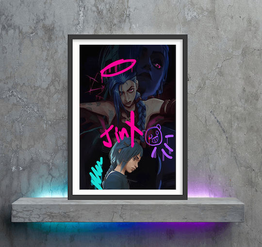 Gaming Poster Jinx Powder Gm1113 40cm X 50cm Premium Μαύρο Ξύλινο Κάδρο