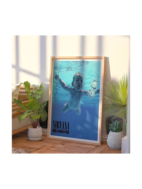 Music Poster Nirvana Ms015 40cm x 50cm Premium Schwarzes Hölzernes Rahmen