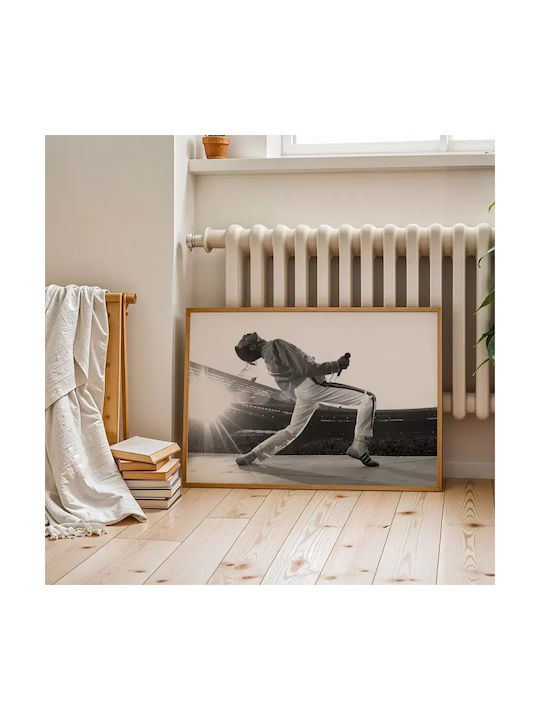 Music Poster Freddie Mercury Ms051 40cm X 50cm Premium Μαύρο Ξύλινο Κάδρο