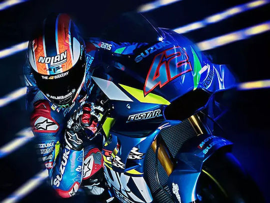 Poster Motogp Alex Rins Gp022 40cm x 50cm Premium Schwarzer Hölzener Rahmen