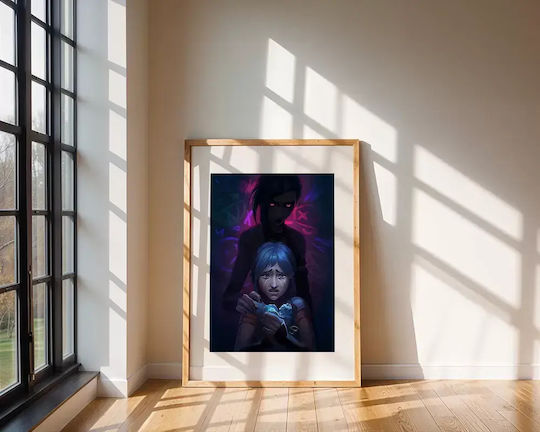 Gaming Poster Powder Vs Jinx Gm1112 40cm X 50cm Premium Black Wooden Frame