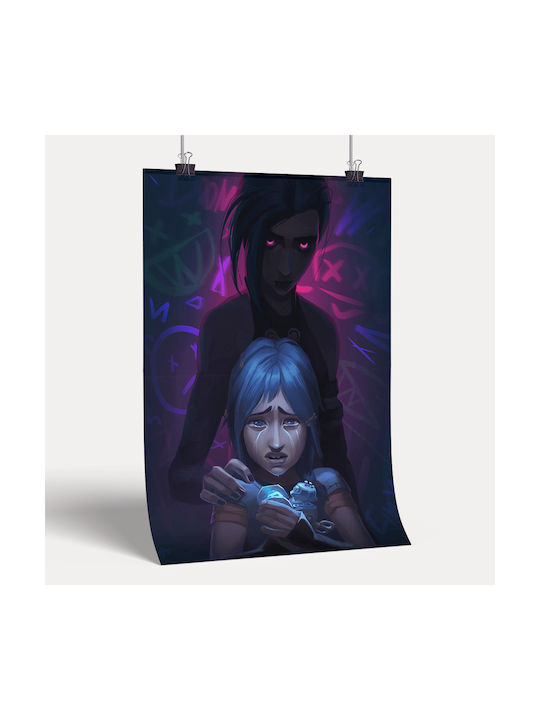 Gaming Poster Powder Vs Jinx Gm1112 40cm X 50cm Premium Black Wooden Frame