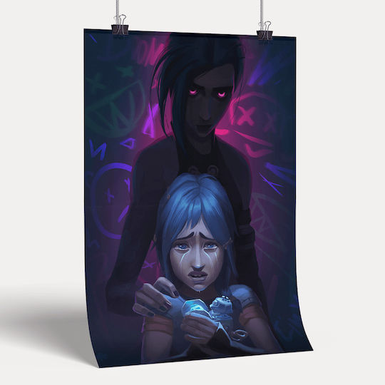 Gaming Poster Powder Vs Jinx Gm1112 40cm X 50cm Premium Black Wooden Frame