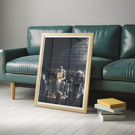 Poster NBA LeBron Trophies SNK064 40cm X 50cm Premium Black Wooden Frame