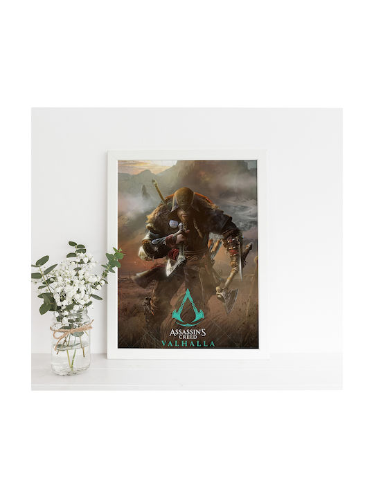 Gaming Poster Assassins Creed Valhalla Gm2335 40cm X 50cm Premium Μαύρο Ξύλινο Κάδρο