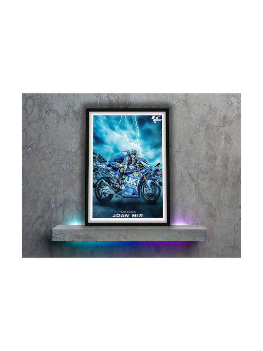 Poster MotoGP Joan Mir GP019 40cm X 50cm Premium Black Wooden Frame