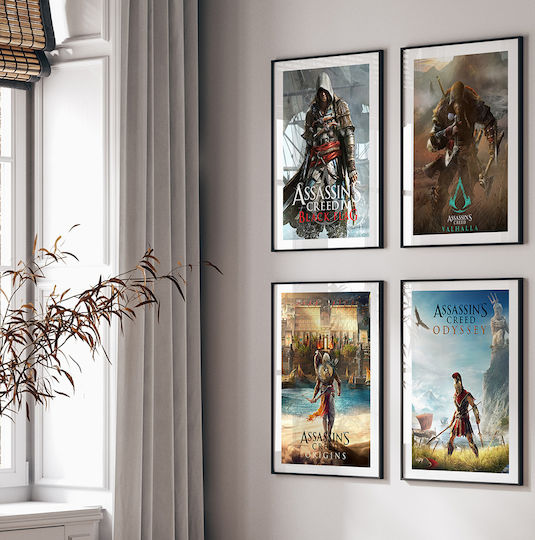 Gaming Poster Assassins Creed Valhalla Gm2335 40cm X 50cm Premium Μαύρο Ξύλινο Κάδρο