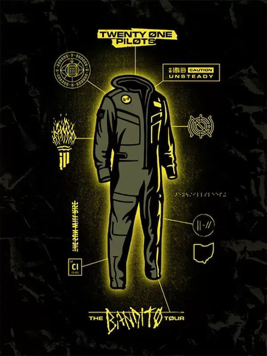 Music Poster Twenty One Pilots Ms036 40cm X 50cm Premium Μαύρο Ξύλινο Κάδρο