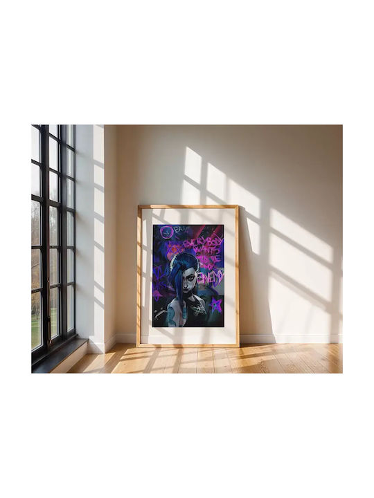 Gaming Poster Jinx Arcane Gm1111 40cm X 50cm Premium Μαύρο Ξύλινο Κάδρο