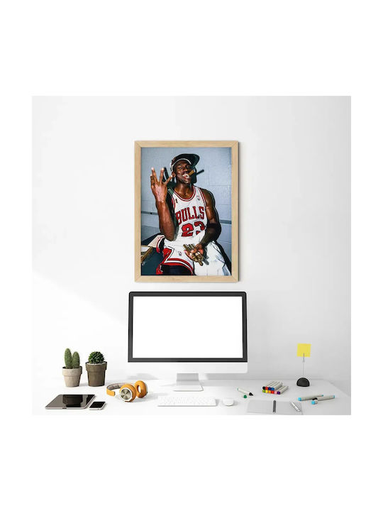 Poster Nba Michael Jordan Kds011a 40cm X 50cm Premium Μαύρο Ξύλινο Κάδρο