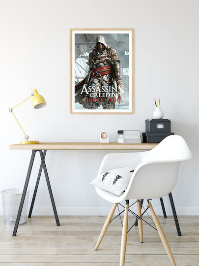 Gaming Poster Assassins Creed Black Flag Gm2349 40cm X 50cm Premium Black Wooden Frame